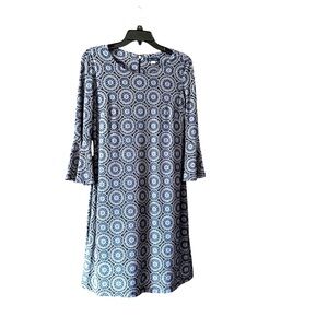 Tommy Hilfiger‎ Women's Blue/ White Circle Print Bell Sleeve Dress Size 8